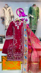 3 Piece Women Embroidered Dress
