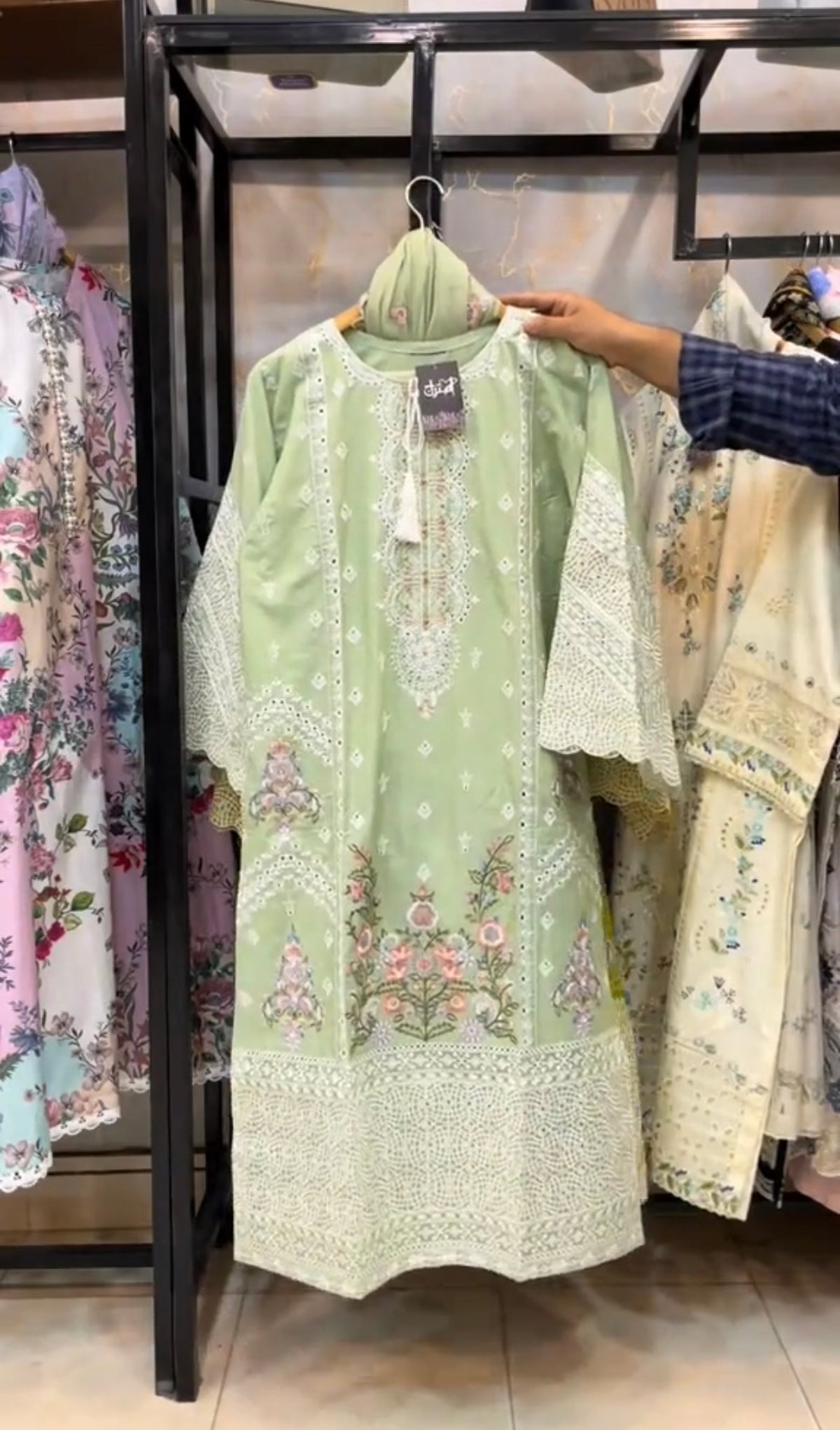Embroidered Stitch 3pc Dress