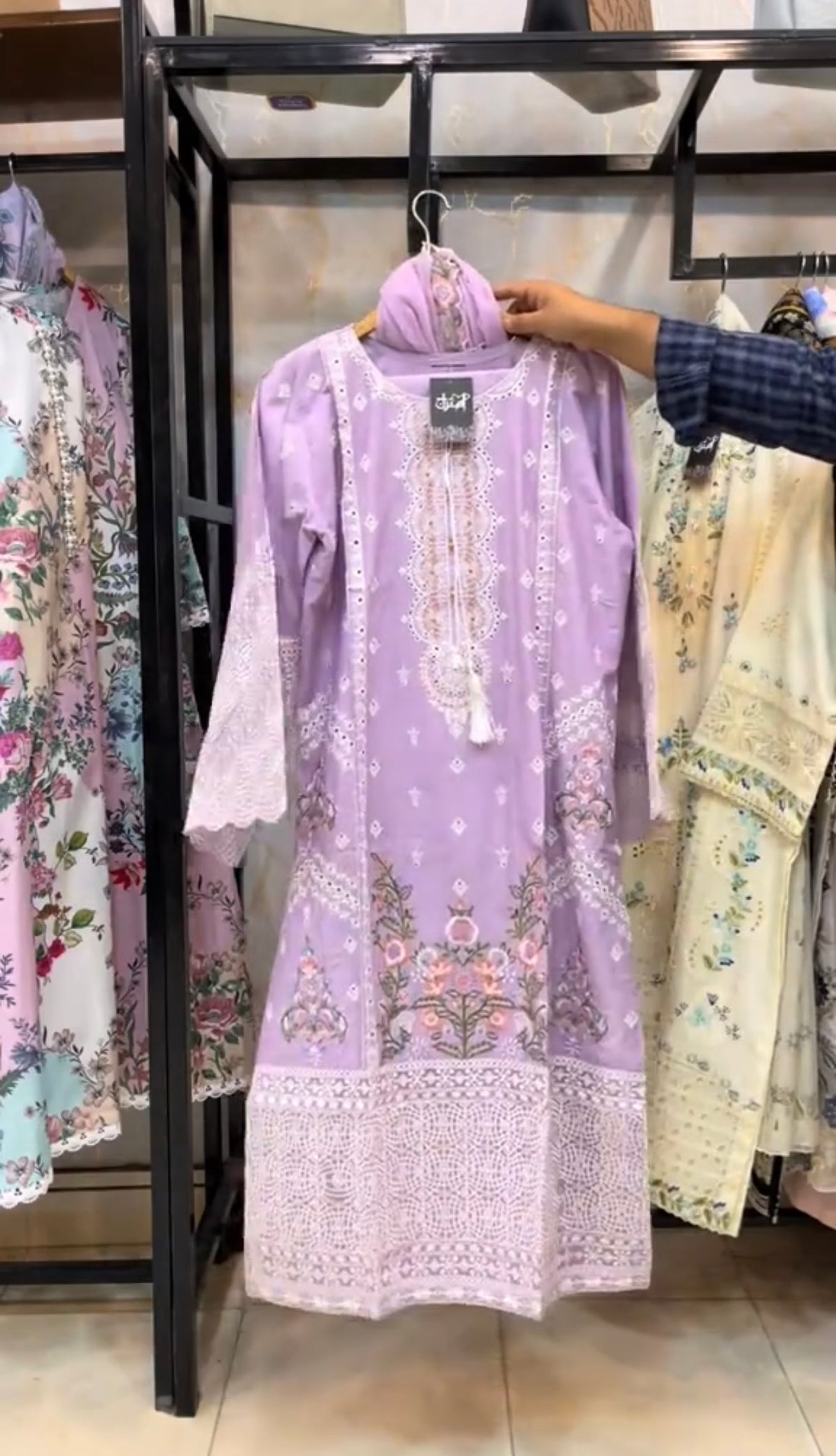 Embroidered Stitch 3pc Dress