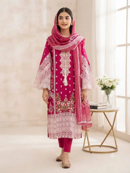 Embroidered Stitch 3pc Dress
