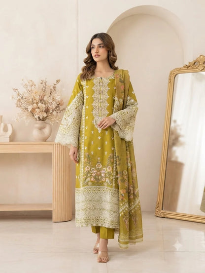 Embroidered Stitch 3pc Dress