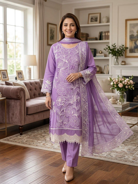 Embroidered Stitch 3pc Suit