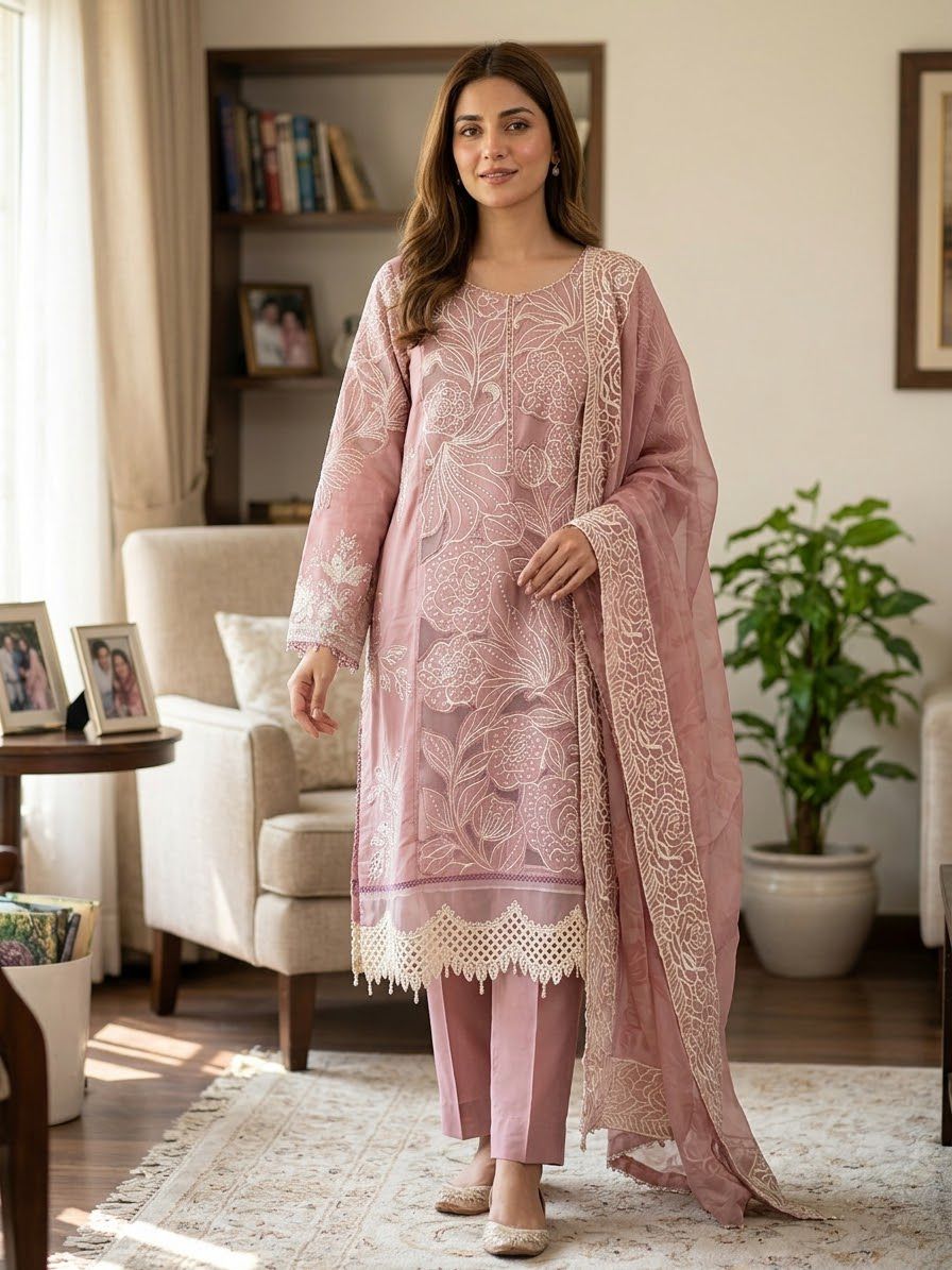 Embroidered Stitch 3pc Suit