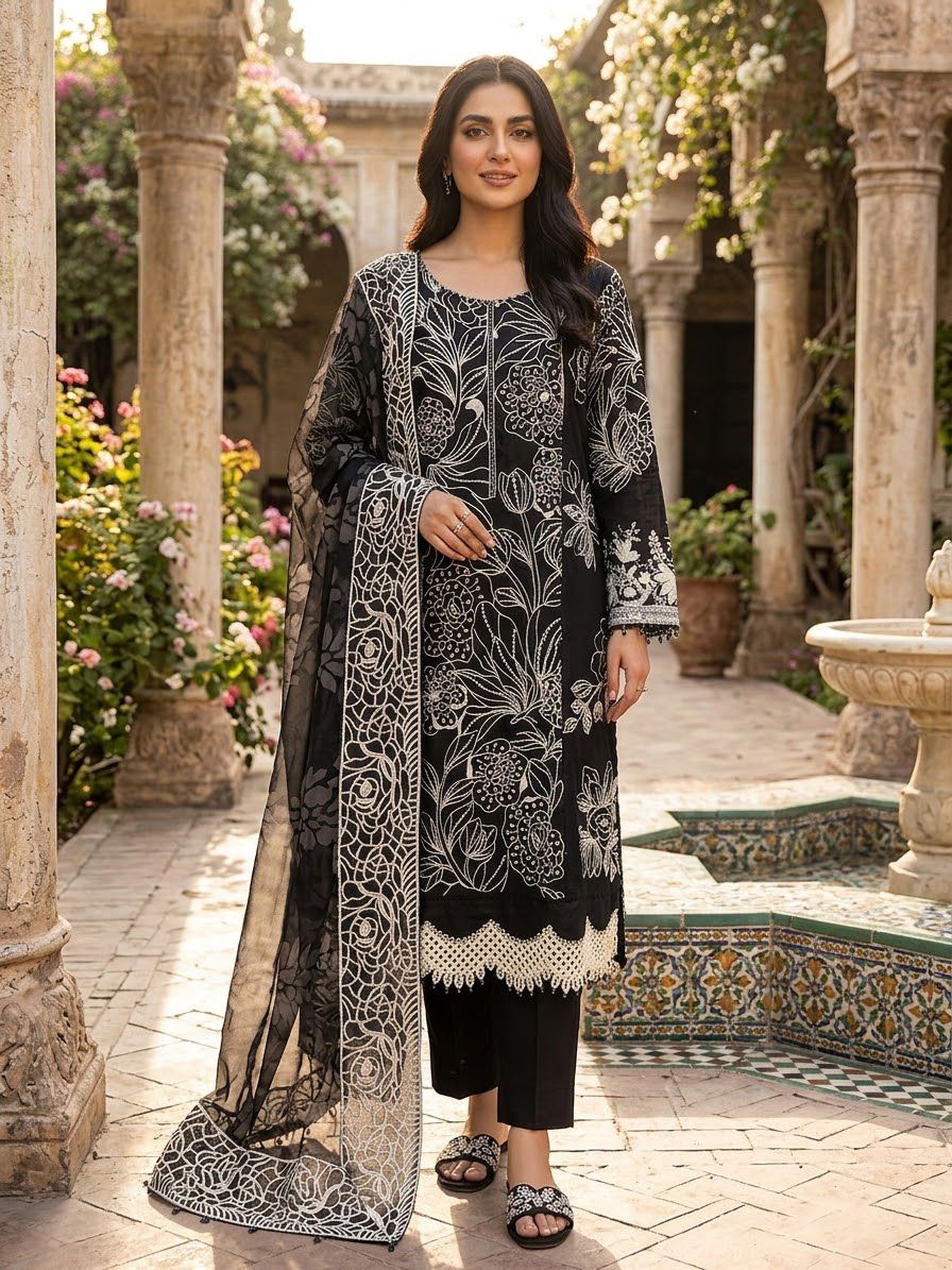 Embroidered Stitch 3pc Suit