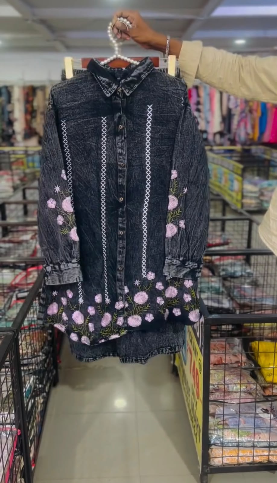 Women 2 Denim Embroidered Coord Set