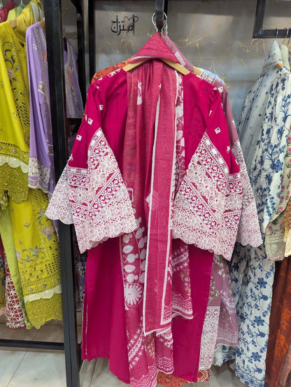 Embroidered Stitch 3pc Dress