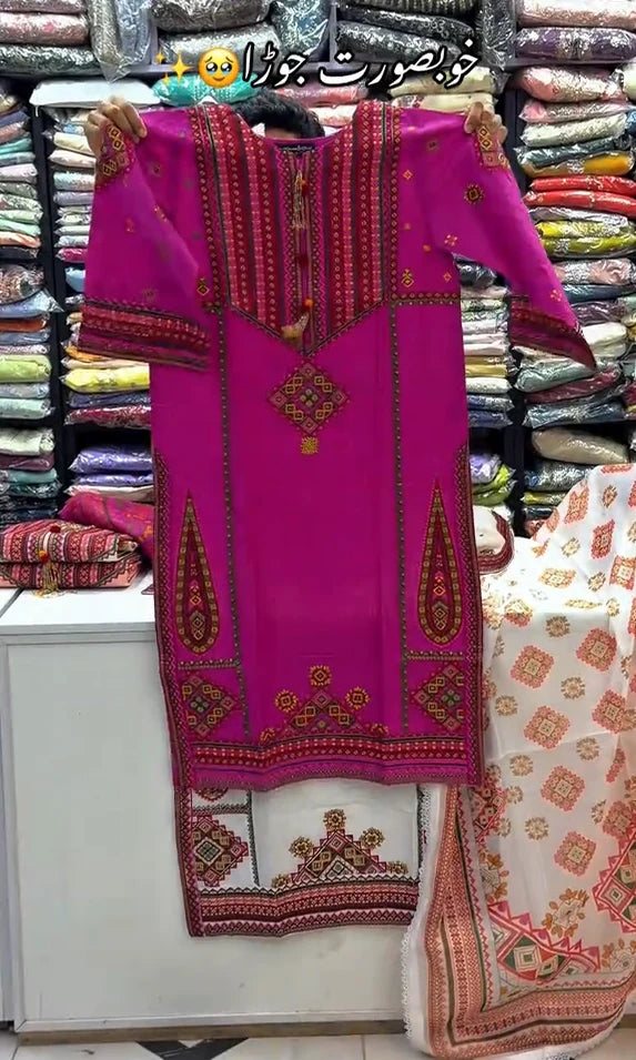 3 Pc Traditional Embroidered Dress