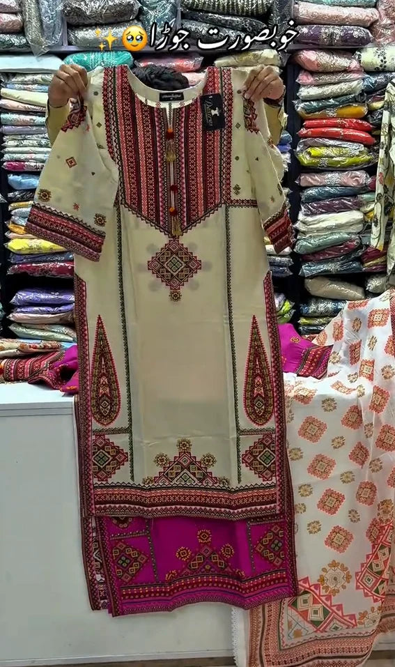 3 Pc Traditional Embroidered Dress