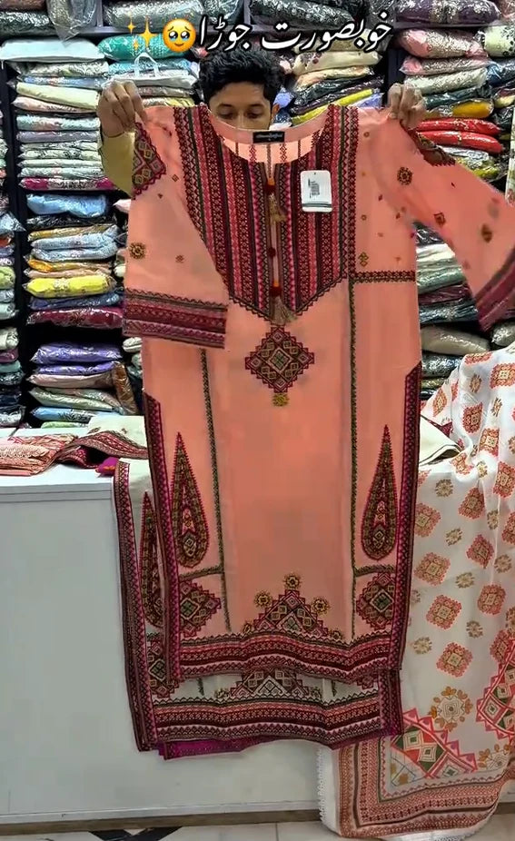 3 Pc Traditional Embroidered Dress